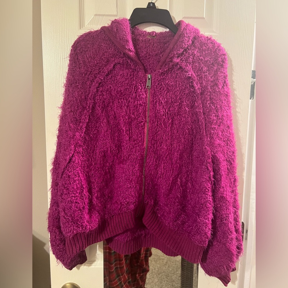 Free People Magenta Fuzzy Hoodie